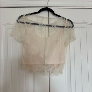 Lizard Thicket Cream Lace Blouse